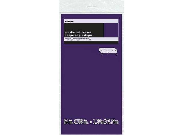 Ensfarget Mørk Lilla 1 Plastikkduk firkantet - 137x274cm