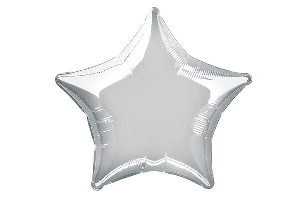 Ensfarget stjerne - Sølv 1 Folieballong  - 50cm(20") - Bulk