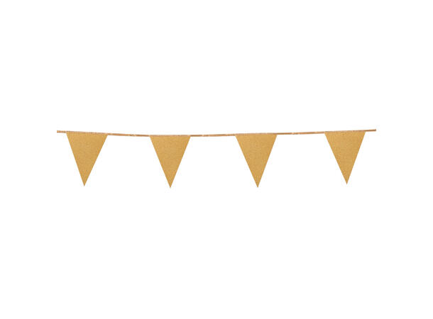 Flaggbanner - Gull glitter 1 Flaggbanner i papir - 20x16cm x 6m