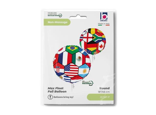 Fotball - Nasjonsflagg 1 Folieballong - Rund - 18" (43cm) 