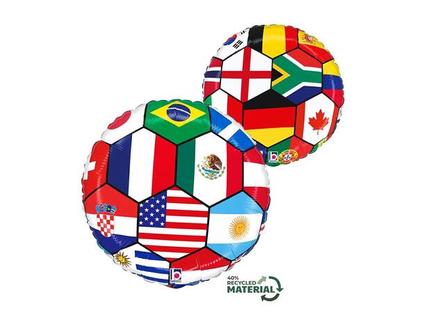 Fotball - Nasjonsflagg 1 Folieballong - Rund - 18" (43cm) 