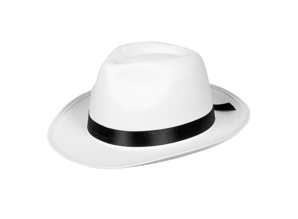Gangsterhatt - hvit 1 hatt - onesize
