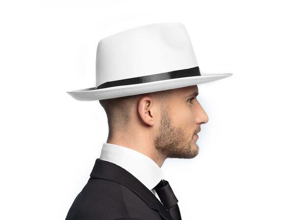 Gangsterhatt - hvit 1 hatt - onesize