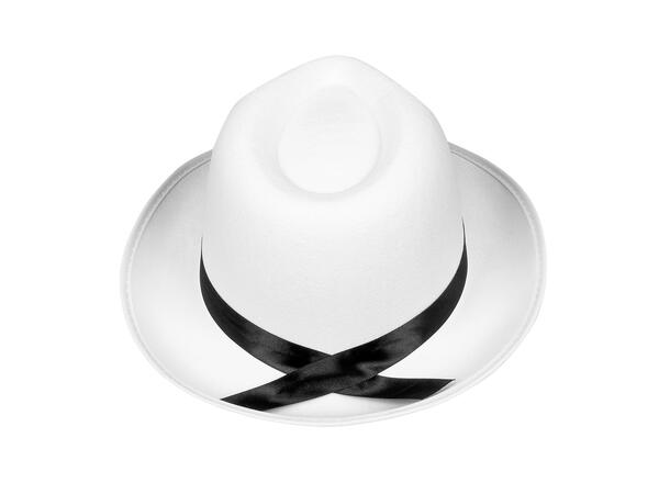 Gangsterhatt - hvit 1 hatt - onesize