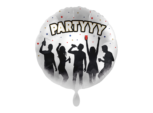 Partytime - "PARTYY" 1 Folieballong rund - 17" - (43cm) 