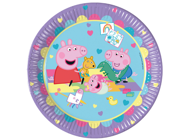 Peppa Pig Made With Love 8 FSC Plastfrie Tallerkener i papir 23cm 