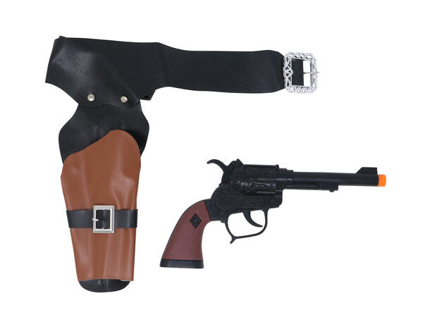 Pistolbelte med pistol brun - Barn 1 Belte i kunstlær og pistol i plast 