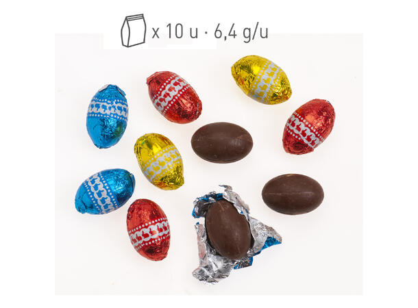 Påskehare med sjokoladeegg Pose med 10 sjokoladeegg - tot 60gr 