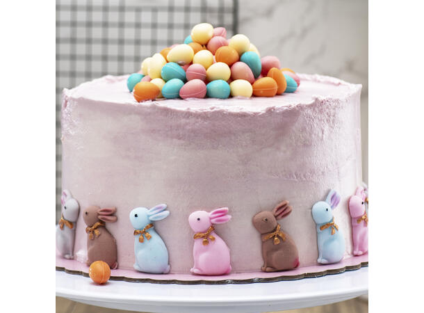 Påskeharer - 5 farger ass 24 stk Spiselig kakepynt av sukker - 4cm 