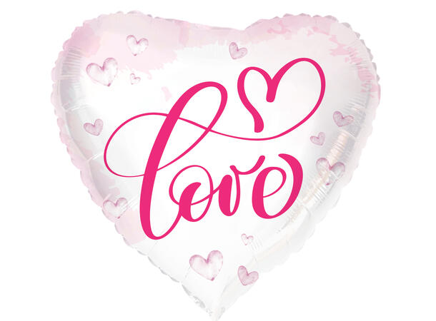 Rosa hjerteballong - "Love" 1 Folieballong hjerte - 43cm (18") 
