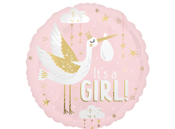 Satin Special Delivery Baby Girl 1 Folieballong - Rund - 18" (43cm) 