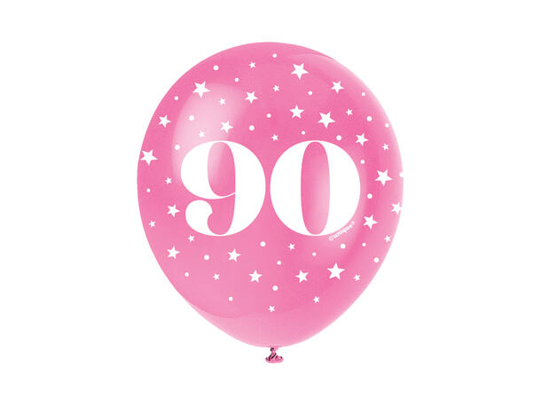 Superprint Premium 90 År - Assortert 5 Gummiballonger - 30cm (12")