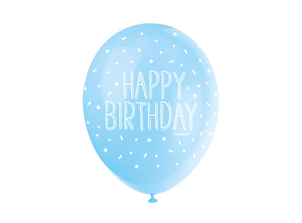 Superprint Premium “Happy Birthday” Blå 5 Gummiballonger - 30cm (12")
