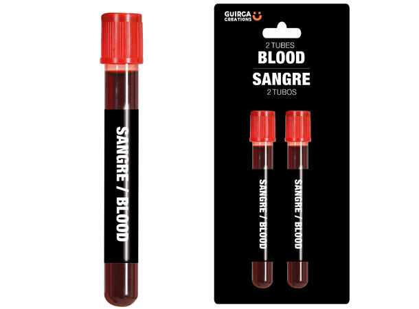 2 Reagensrør m/falskt blod 2 Reagensrør - blisterpakket 