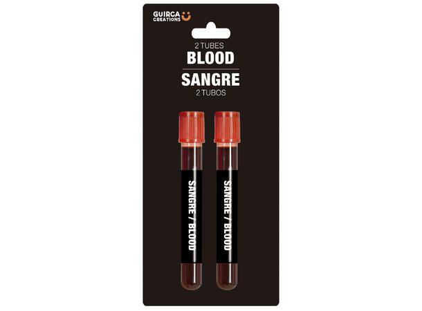 2 Reagensrør m/falskt blod 2 Reagensrør - blisterpakket 