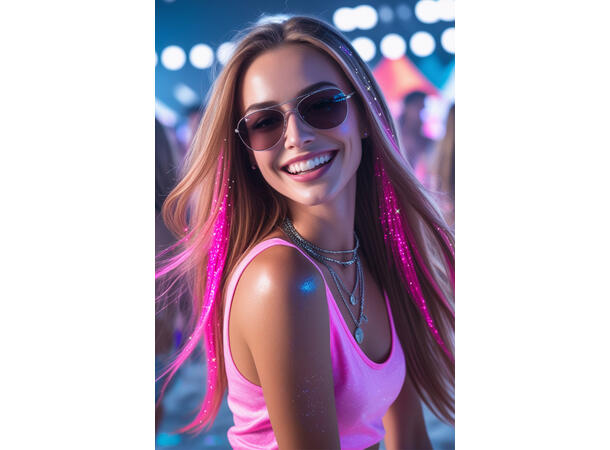 3 Hairextesion - Glitter Mørk Rosa 3 Hairekstesions - 50cm 