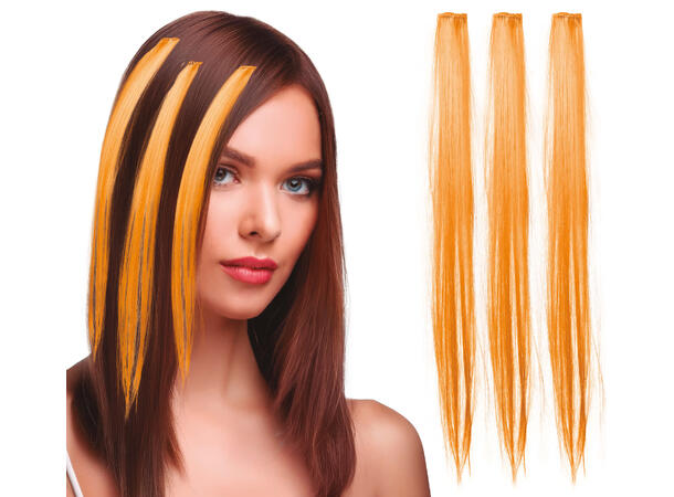 3 Hairextesion - Oransje 3 Hairekstesions - 50cm 