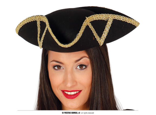 Admiralhatt - pirat  sort 1 Hatt i filt til dame - Onesize 