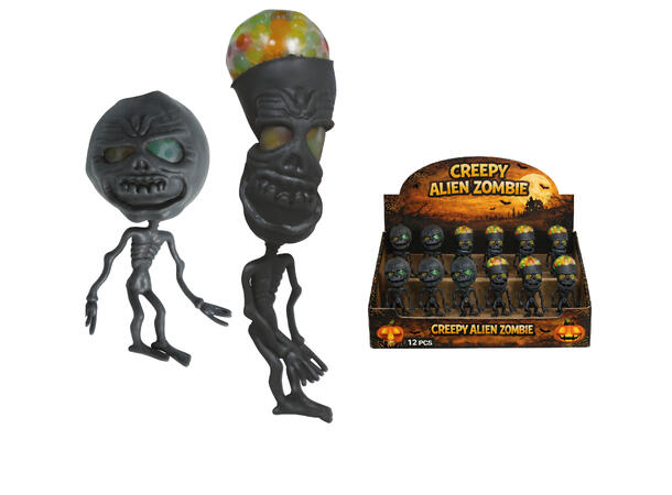 Alien skjelett i myk lateks - klembar Display med 12 figurer 