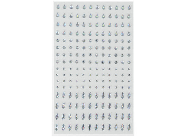 Ansikstskrystaller - Assortert - sølv 1 Ark med sevklebende stener - 8x15cm 