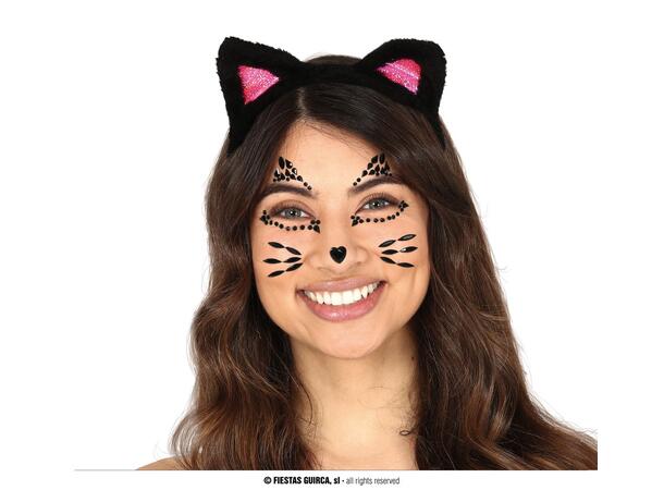 Ansiktskrystaller - Katt 1 Ark med selvklebende stener - 13x15cm 