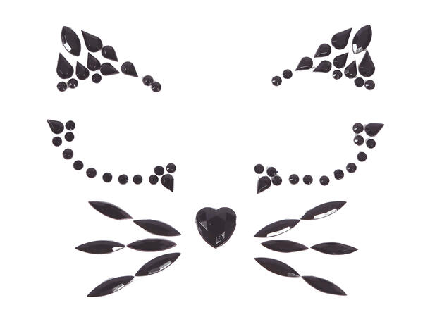 Ansiktskrystaller - Katt 1 Ark med selvklebende stener - 13x15cm 