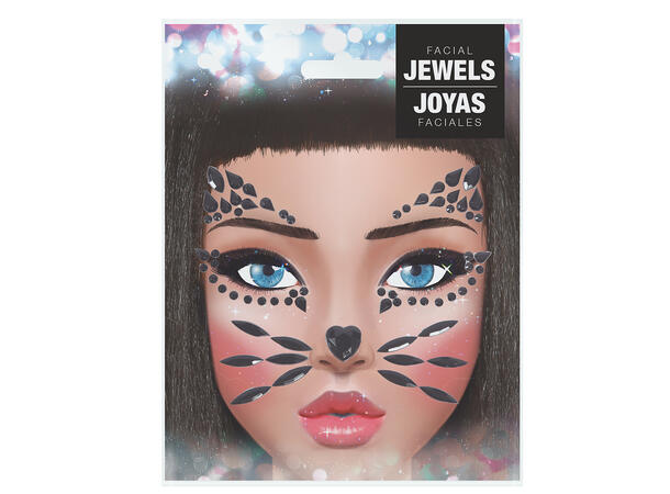 Ansiktskrystaller - Katt 1 Ark med selvklebende stener - 13x15cm 