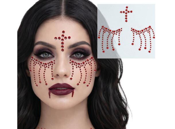 Ansiktskrystaller - Rød Hodeskalle 1 Ark med selvklebende stener - 13x15cm 