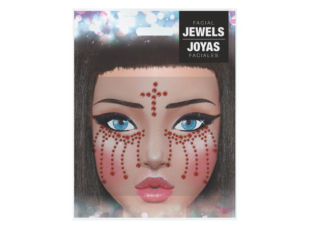 Ansiktskrystaller - Rød Hodeskalle 1 Ark med selvklebende stener - 13x15cm 