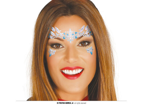 Ansiktskystaller - Blå/Hvit 1 Sett smykker i selvklebende harpiks 