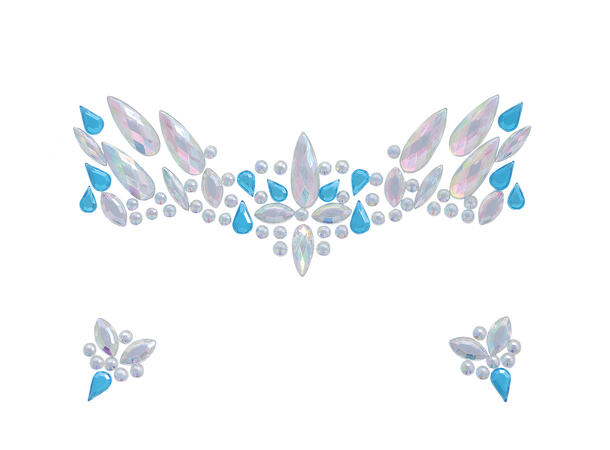 Ansiktskystaller - Blå/Hvit 1 Sett smykker i selvklebende harpiks 