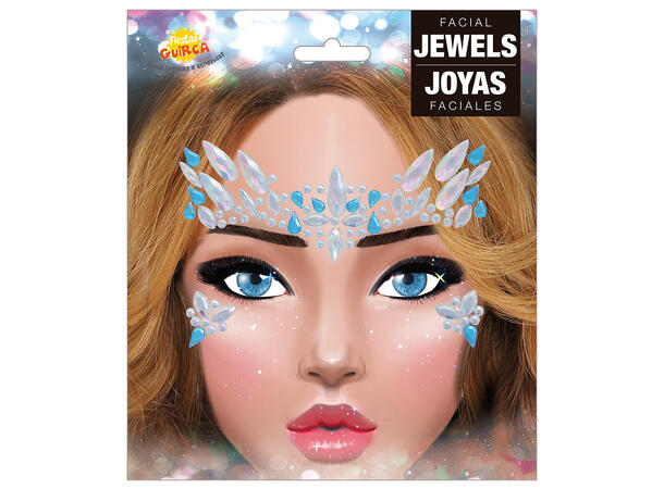 Ansiktskystaller - Blå/Hvit 1 Sett smykker i selvklebende harpiks 