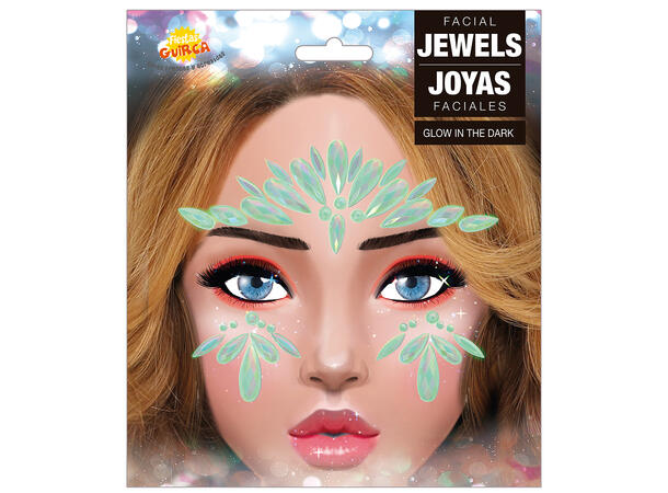 Ansiktskystaller - Glow in the dark 2 1 Sett smykker i selvklebende harpiks 