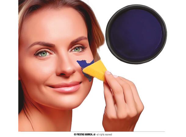 Ansiktssminke med svamp - Mørkeblå 1 Boks sminke - 9g 