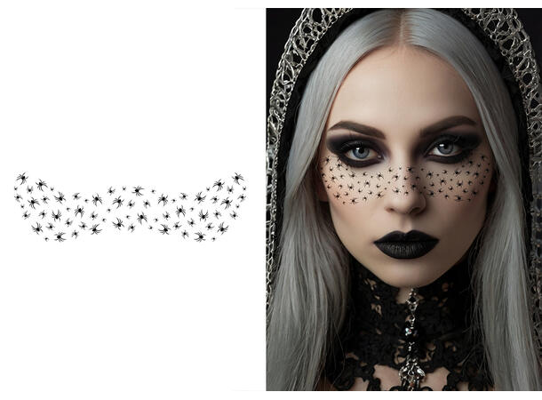 Ansiktstatovering - Edderkopp 1 Ark med tatoveringer - 16x5cm 