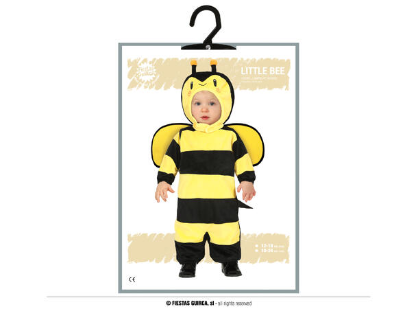 Baby Bie - Sort/Gul 1 Babykostyme - Str 12-18 Mnd 