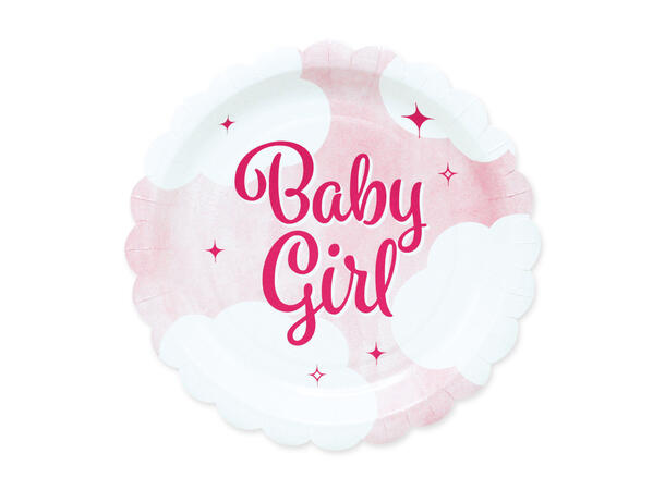Baby Girl 8 Tallerkener i papp m/form - 19cm 