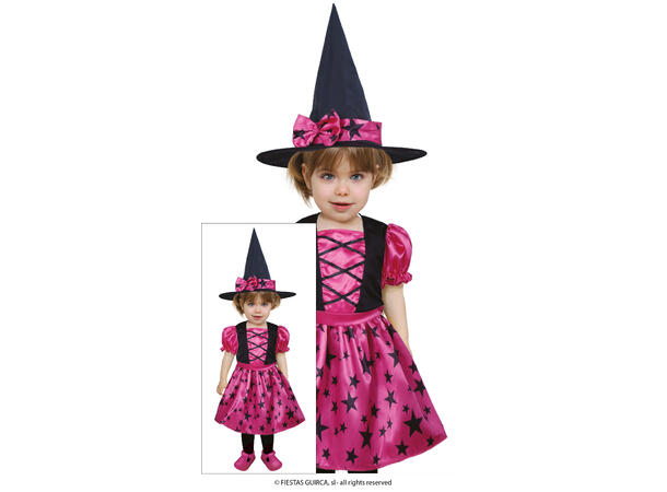 Baby Heksekjole og hatt - Rosa 1 Babykostyme til jente - Str 18-24 Mnd 