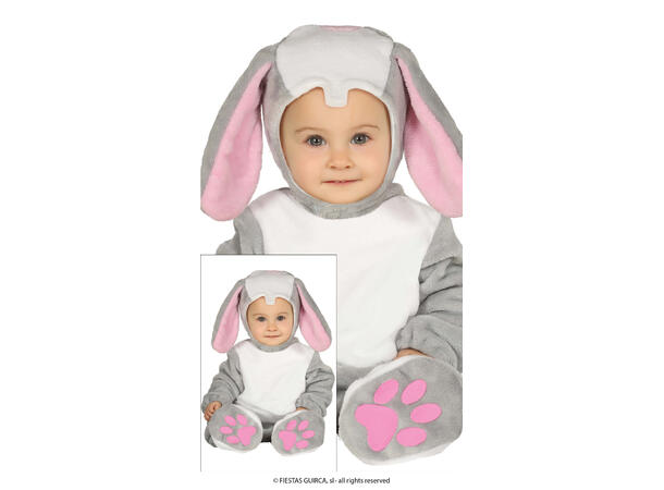 Baby Kanin - Grå/Hvit 1 Babykostyme - Str 12-18 Mnd 