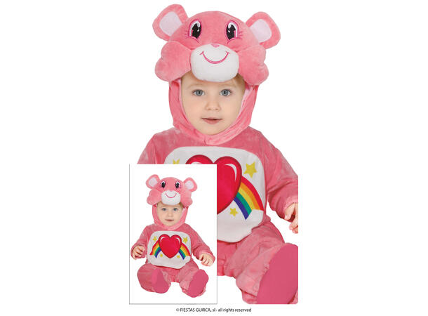Baby Rosa teddybjørn m/regnbue 1 Babykostyme - Str 18-24 Mnd 