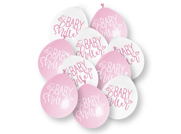 Baby Shower - Rosa - 2 farger assotert 10 Gummiballonger - 25cm (10")