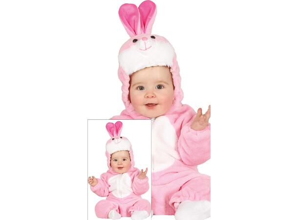 Baby kanin - Rosa/hvit 1 Babykostyme - Str 18-24 Mnd 