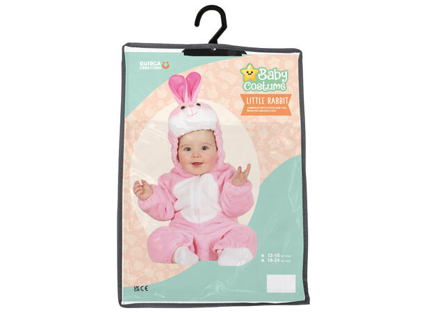 Baby kanin - Rosa/hvit 1 Babykostyme - Str 18-24 Mnd 
