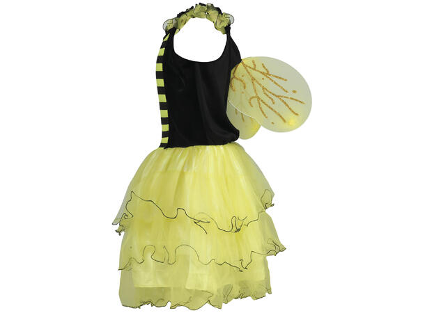 Biekostyme - kjole m/vinger - Sort/Gul 1 Barnekostyme til jente - Str 3-4 År 