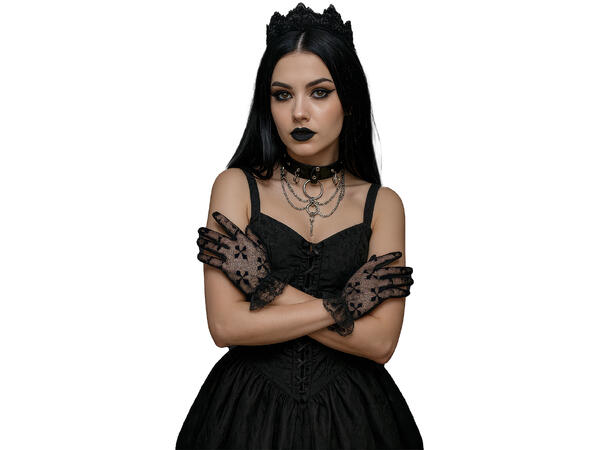 Blondehansker - Sorte m/kors 1 Par hansker i polyester - 22cm 