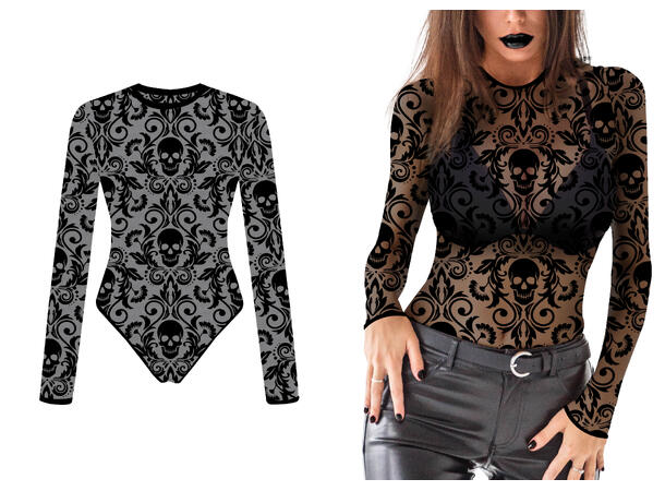 Blondetopp - hodeskaller 1 Topp i polyester - Str 42-44 (L) 