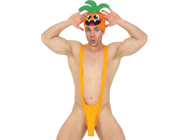 Borat mankini - Gulrot m/badehette 1 Badedrakt - Onesize 