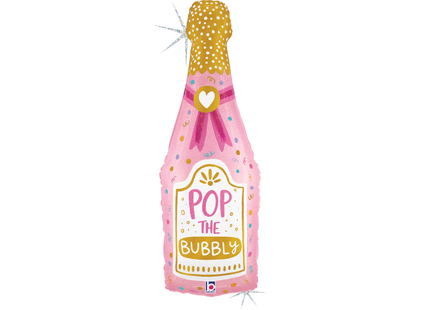 Bubbly Champagne Bottle - Pink 1 Folieballong med form - (31x94 cm) 