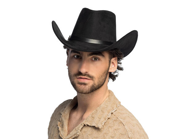 Cowboyhatt - Bornco - Sort m/bånd 1 Hatt til voksen - Onesize 