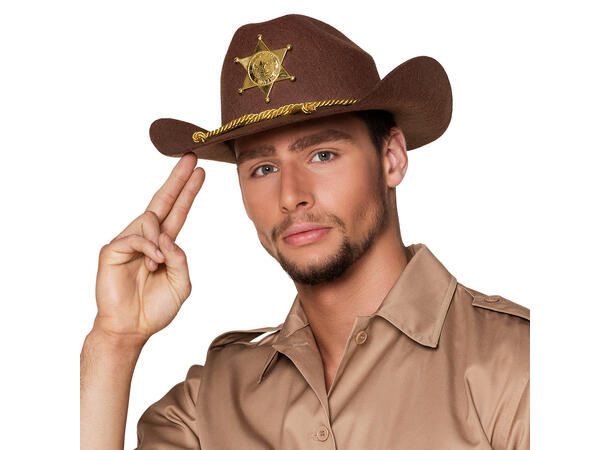 Cowboyhatt - Deputy Sheriff - Brun 1 Hatt til voksen - Onesize 
